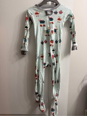 The Honest Company Mint Green Animal Print Footed One-Piece